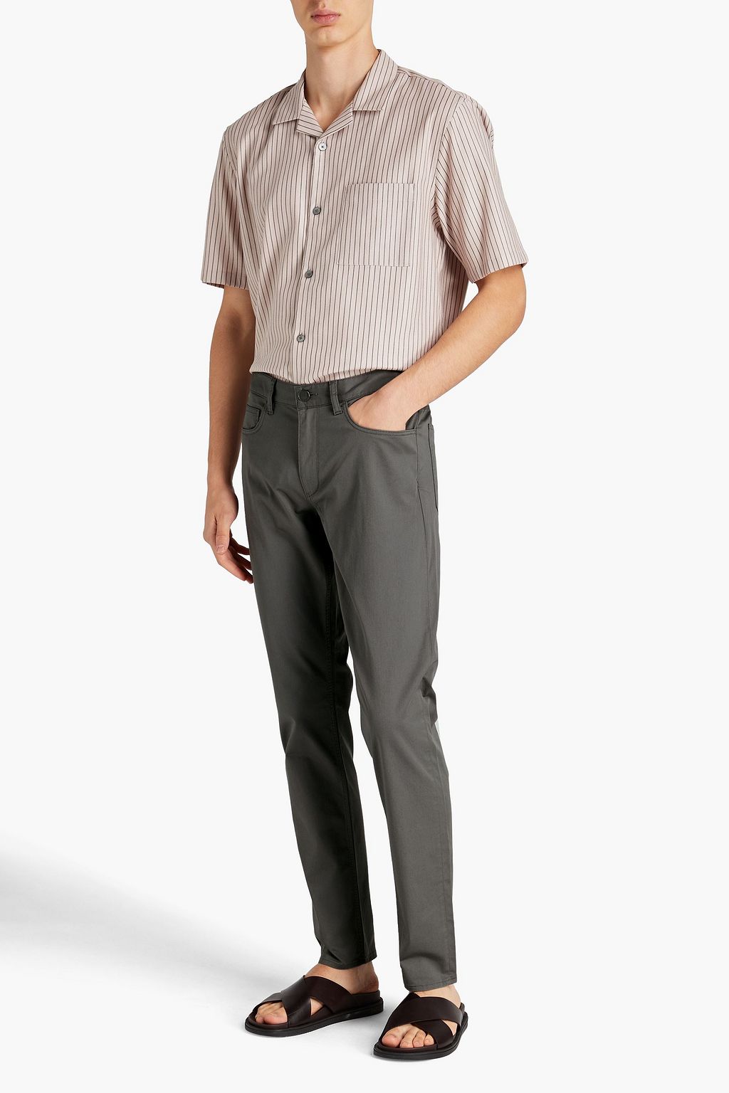 THEORY Slim-fit stretch cotton-twill pants