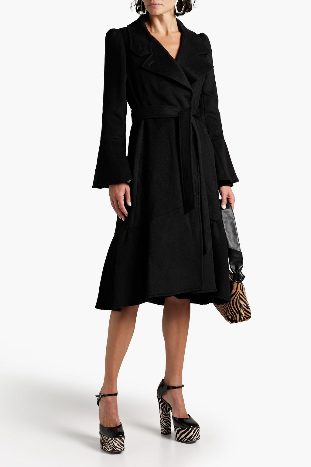 DIANE VON FURSTENBERG Fluted belted wool-felt coat