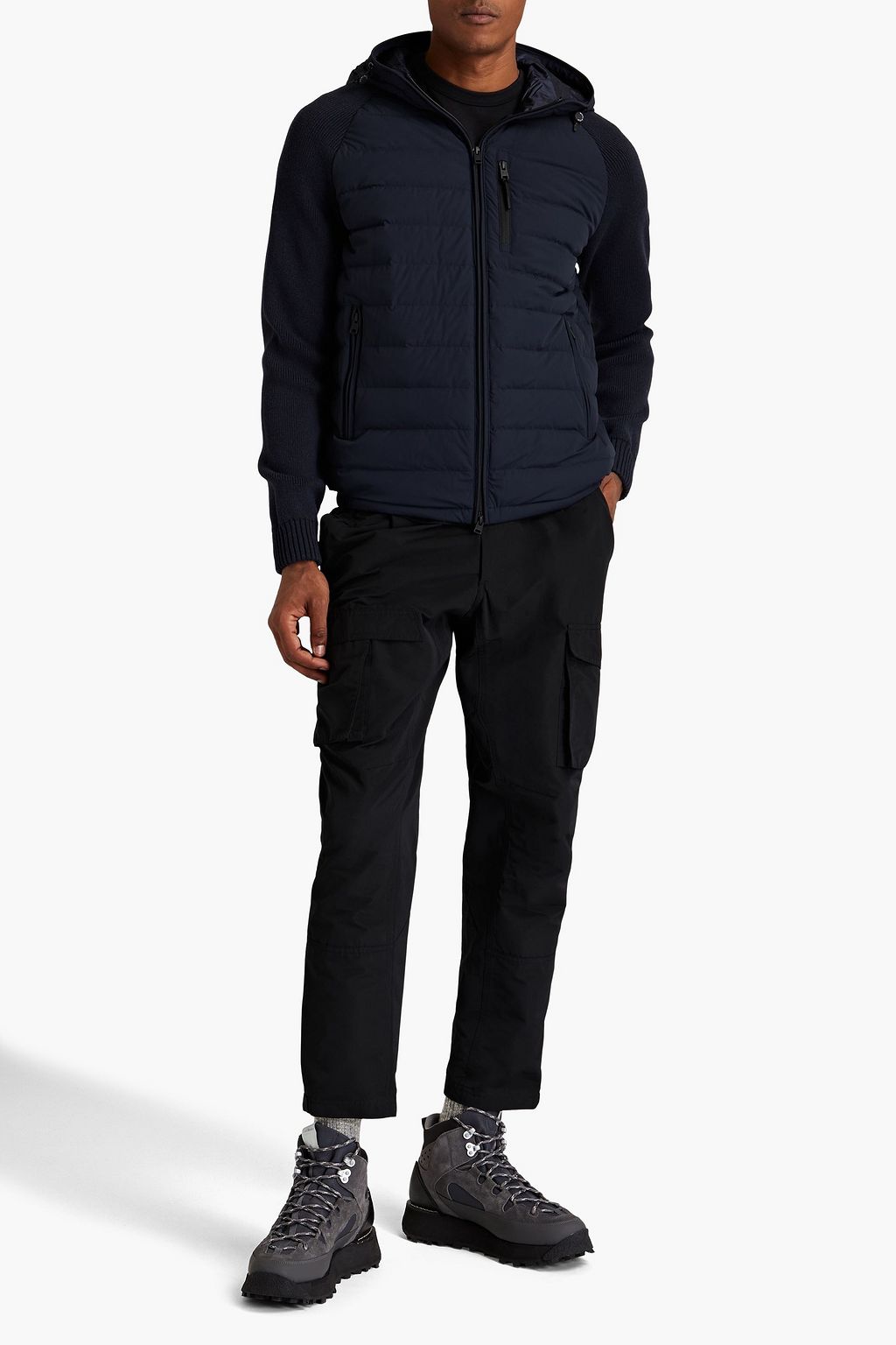 WOOLRICH Wool-paneled quilted shell hooded down jacket
