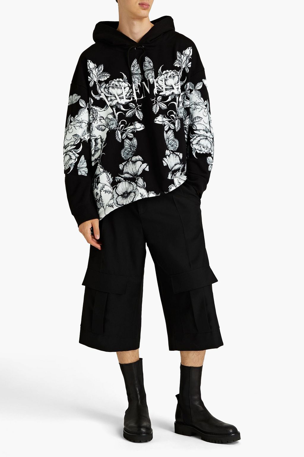 VALENTINO Oversized printed French cotton-terry hoodie