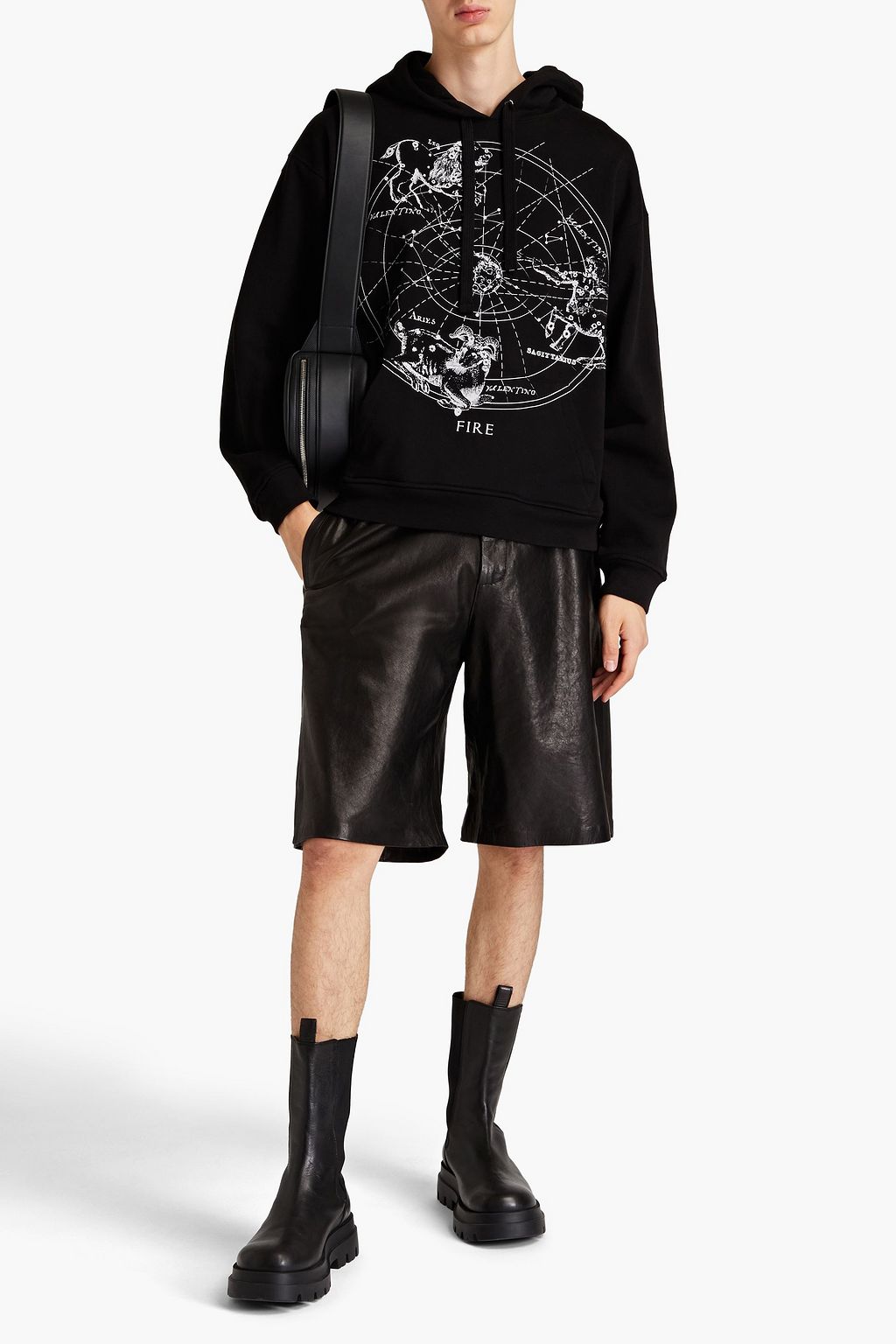 VALENTINO Printed French cotton-terry hoodie