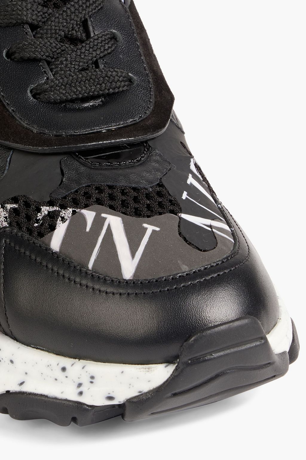 VALENTINO GARAVANI Bounce Sneakers aus beschichtetem Mesh, Veloursleder und Leder mit Camouflage-Print