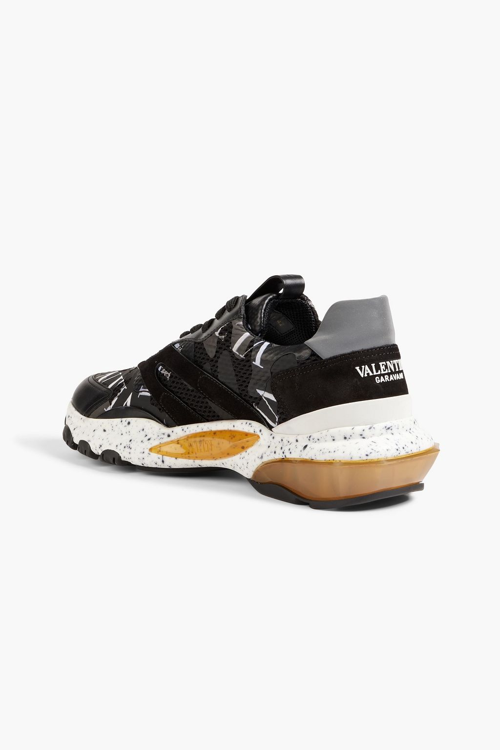 VALENTINO GARAVANI Bounce Sneakers aus beschichtetem Mesh, Veloursleder und Leder mit Camouflage-Print