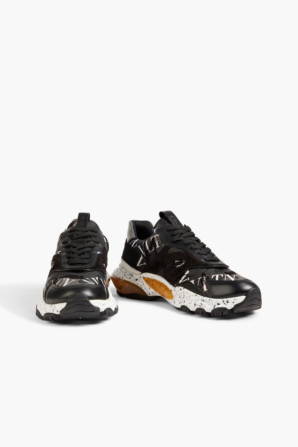 VALENTINO GARAVANI Bounce Sneakers aus beschichtetem Mesh, Veloursleder und Leder mit Camouflage-Print