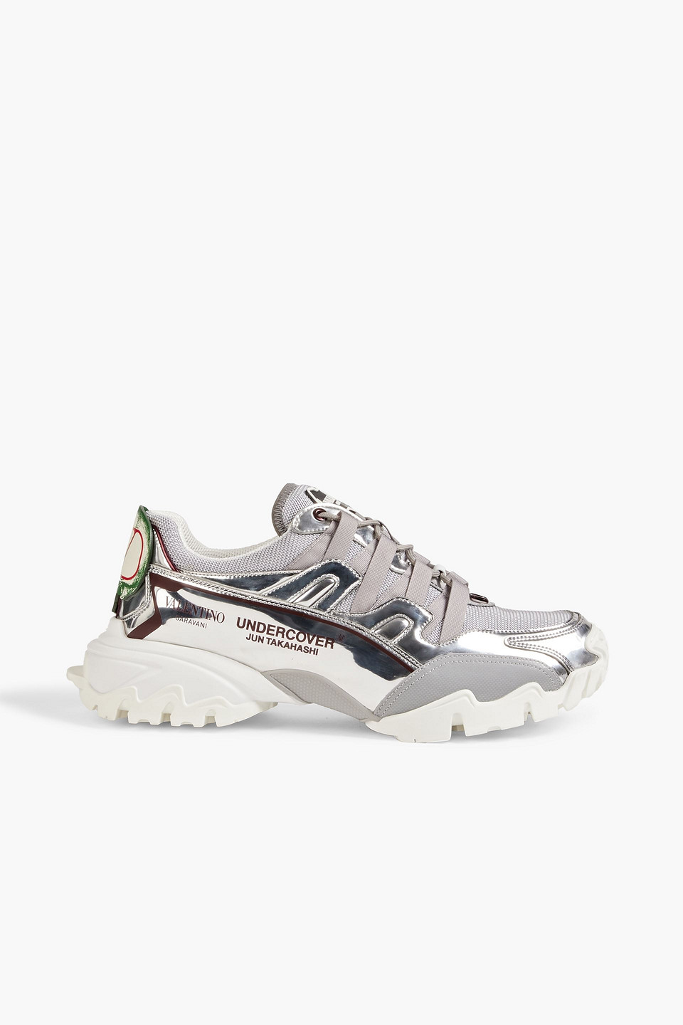 Valentino With Undercover Mirrored Rubber And Mesh Sneakers In Gray