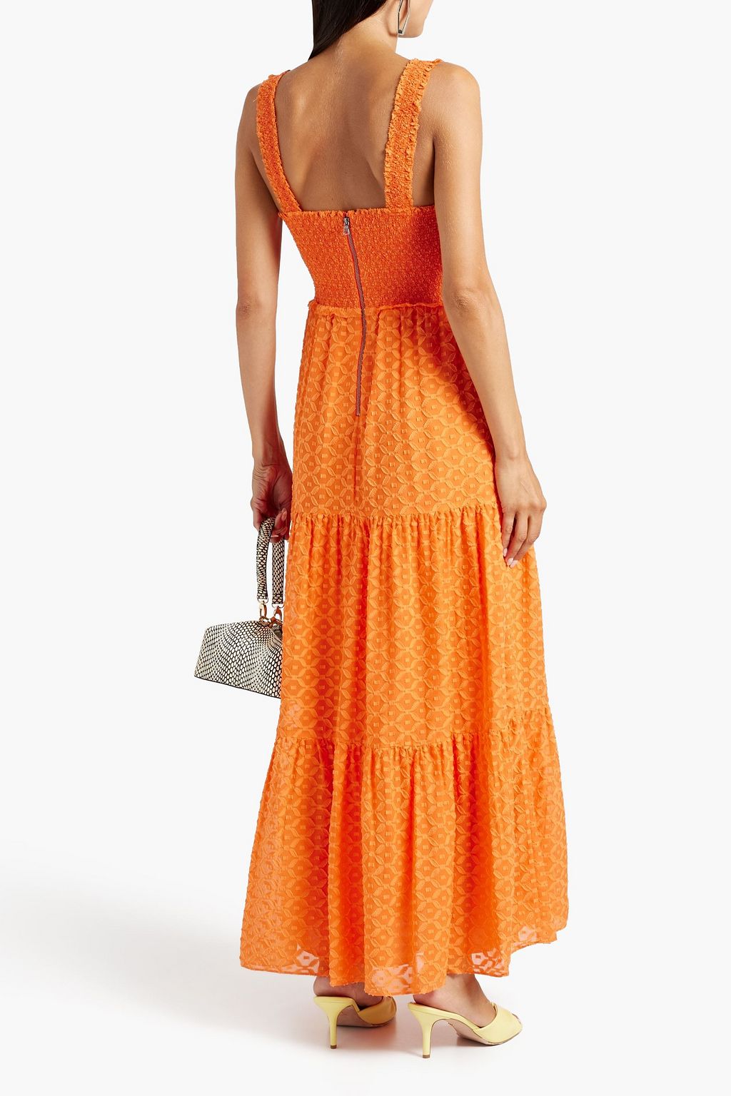 ALICE + OLIVIA Neva smocked silk and cotton-blend fil coupé maxi dress