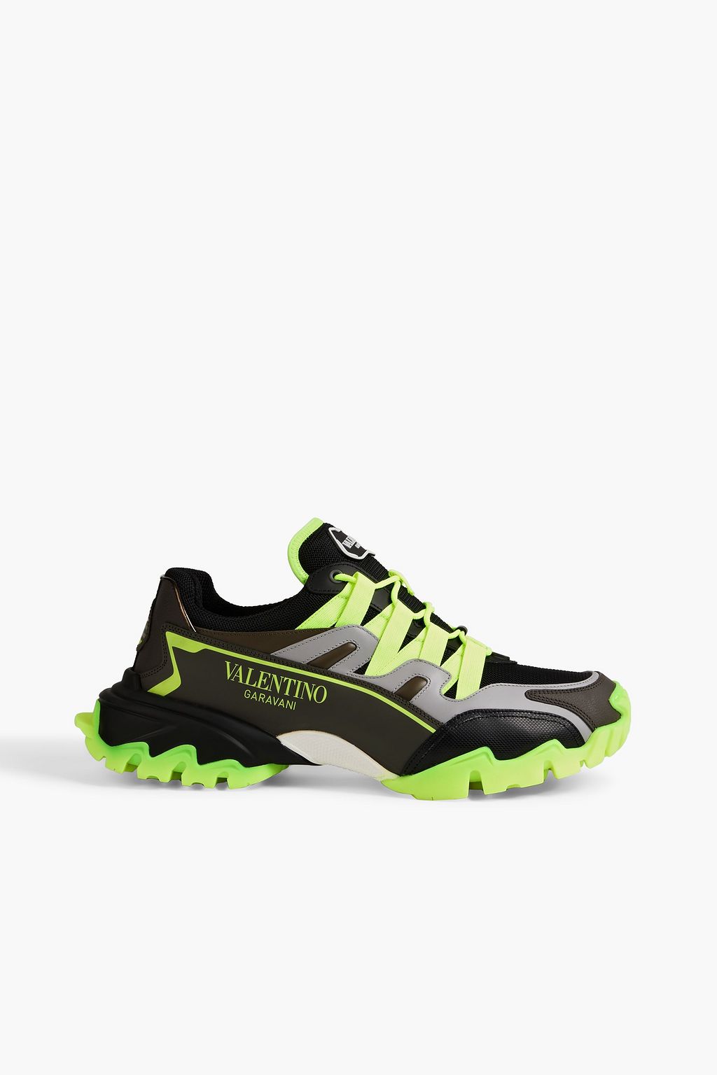 VALENTINO GARAVANI Climber leather-trimmed neon rubber and mesh ...