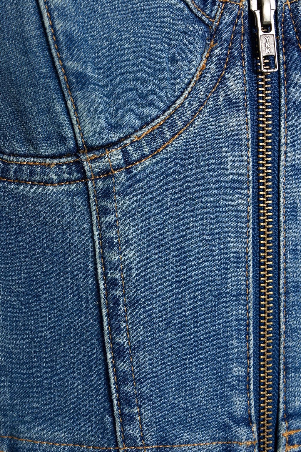 ALICE + OLIVIA Lovetta smocked denim wideleg jumpsuit THE