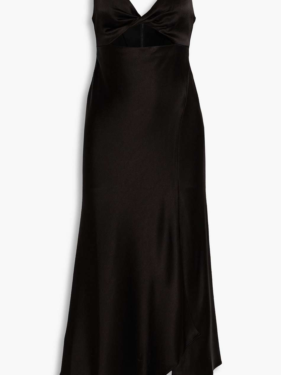 harmony cutout satin-crepe midi dress