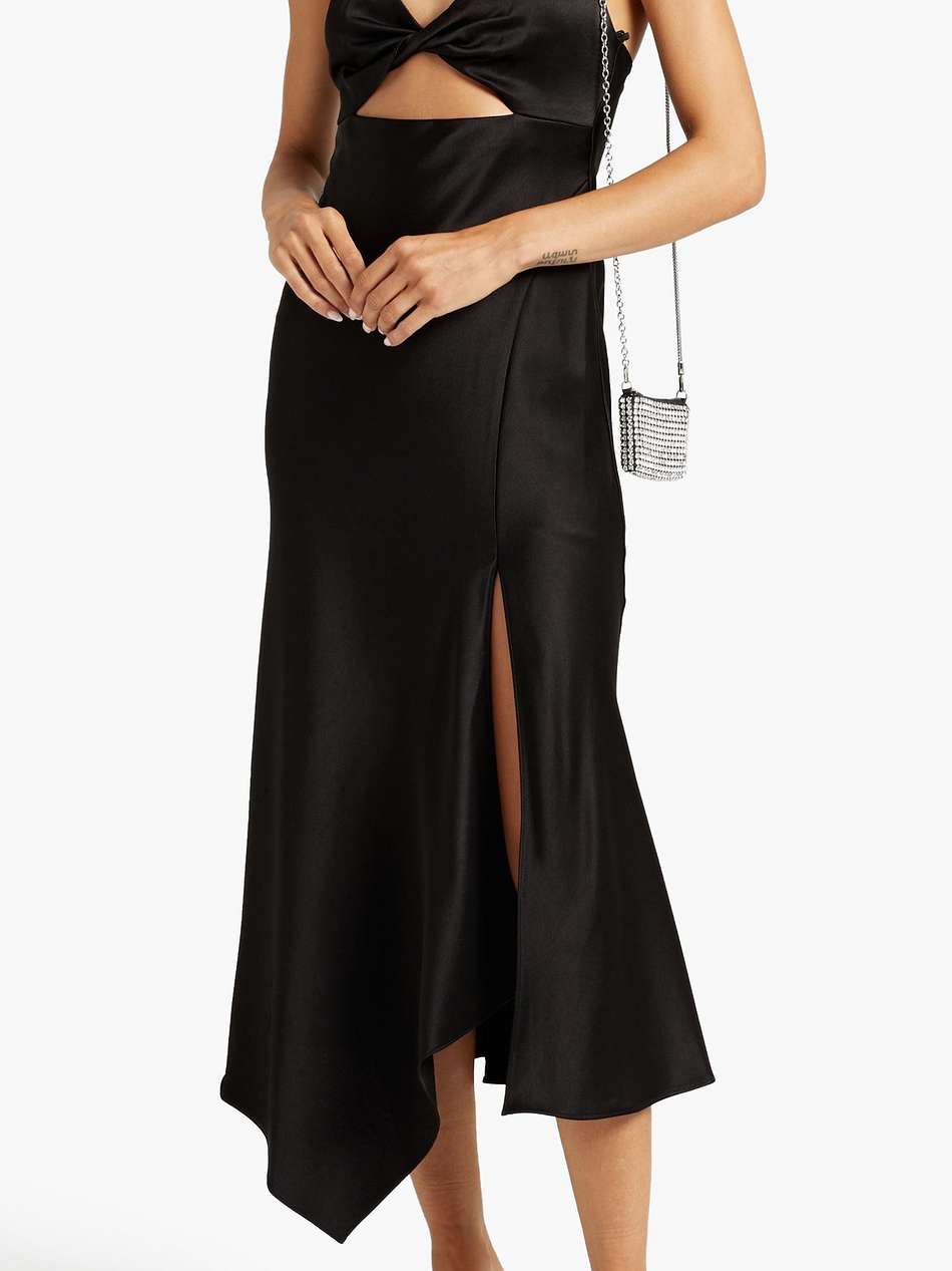 harmony cutout satin-crepe midi dress