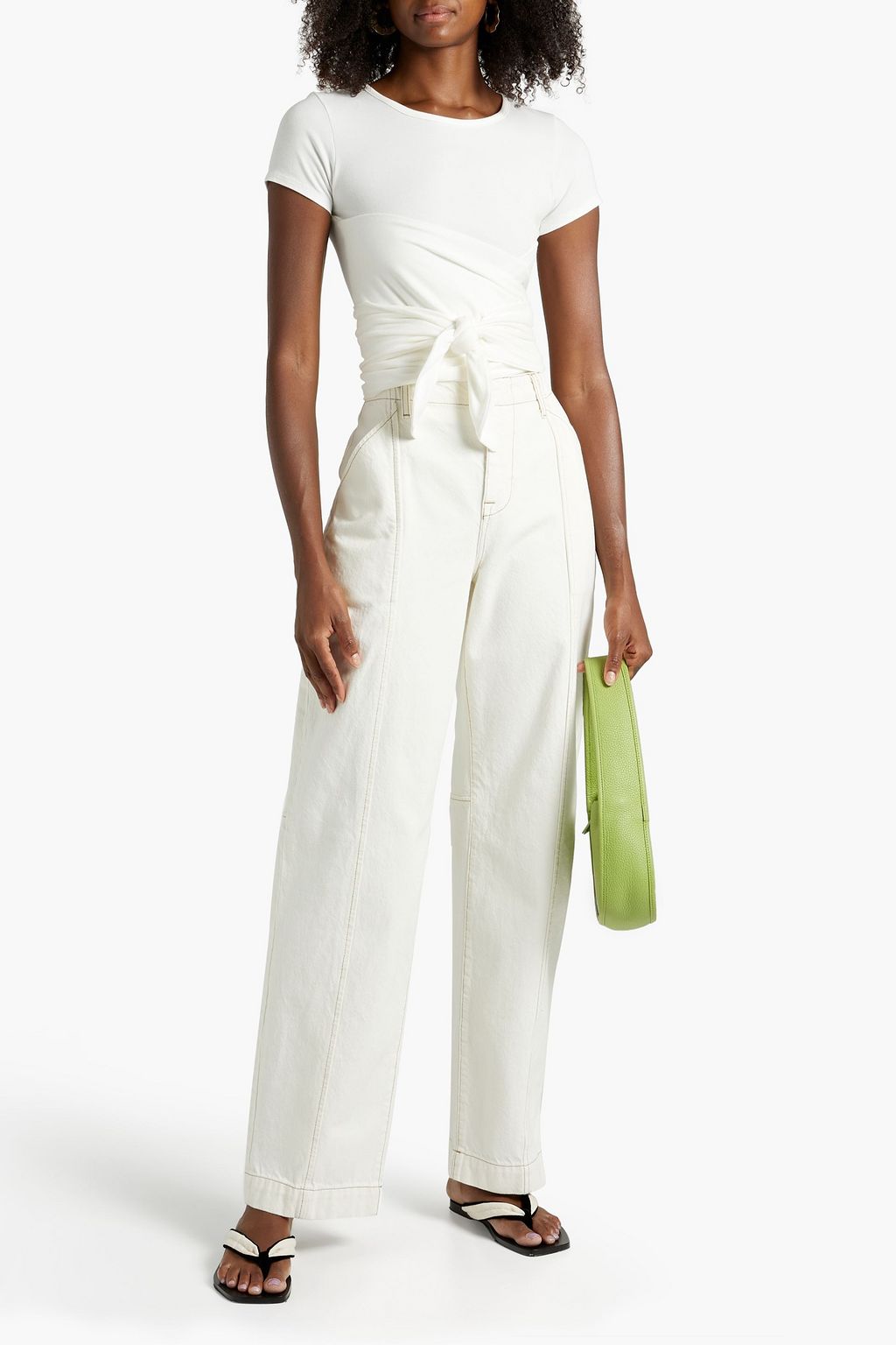 THE LINE BY K Jeanne tie-front stretch-cotton jersey top
