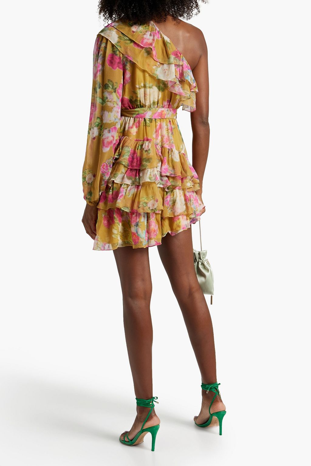 ROCOCO SAND Avar one-sleeve floral-print georgette mini dress