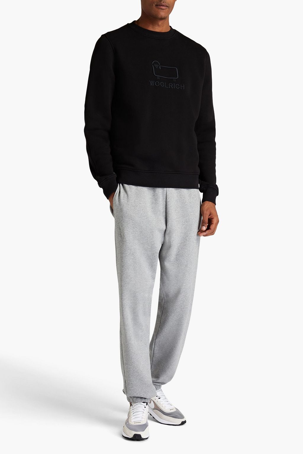 WOOLRICH Embroidered cotton-fleece sweatshirt