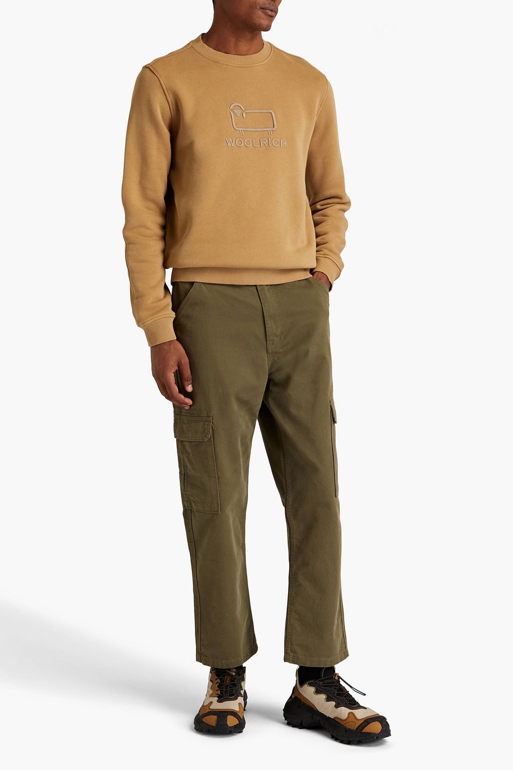 WOOLRICH Embroidered cotton-fleece sweatshirt