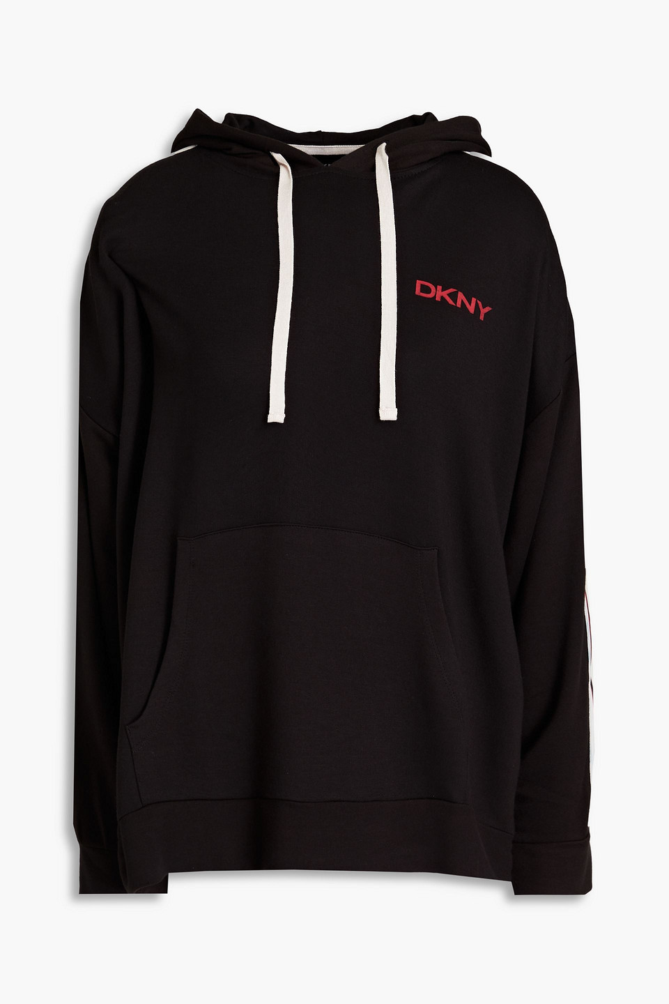 Dkny Sleepwear Printed Stretch-jersey Hoodie In Black