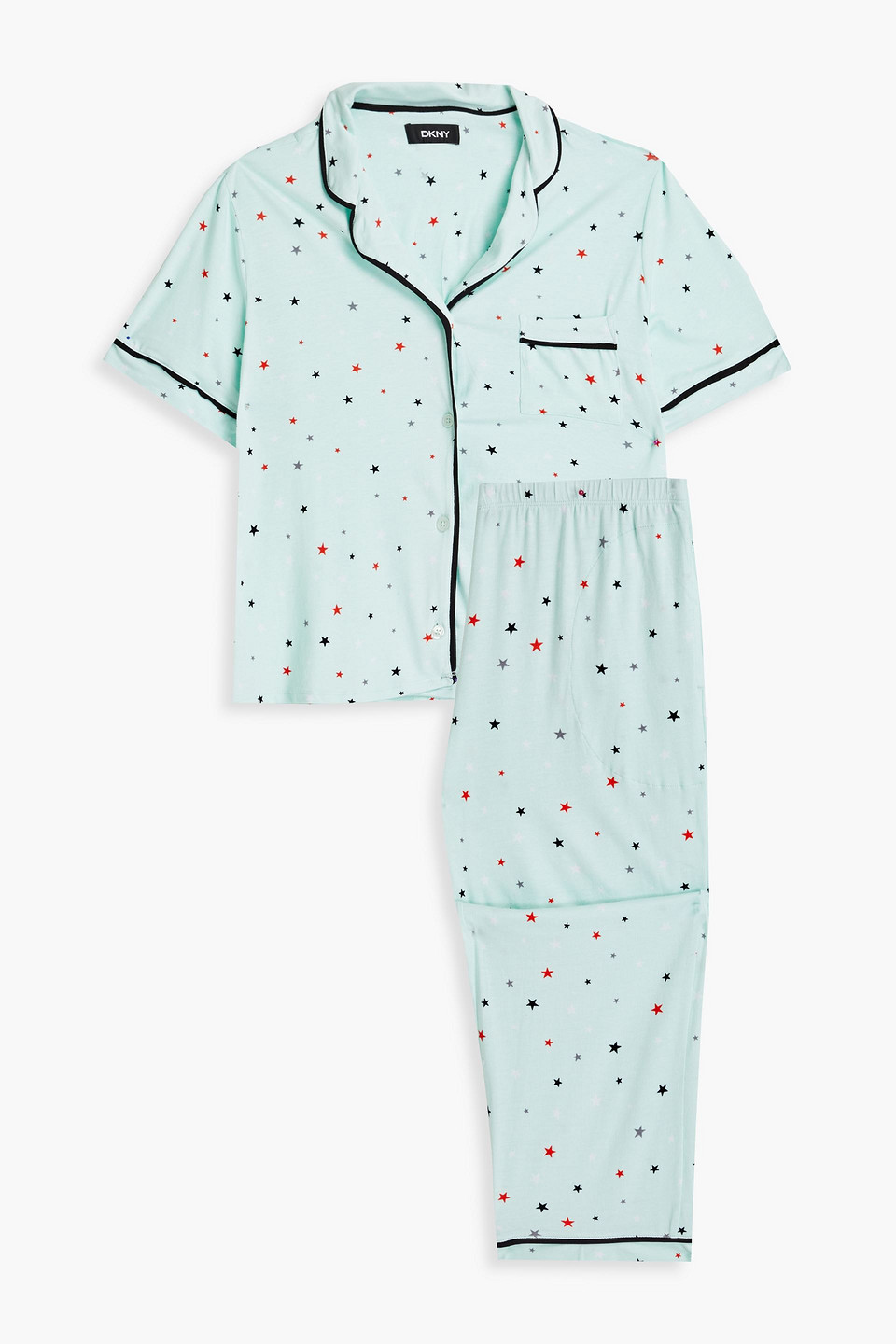 Cropped printed cotton-blend jersey pajama set