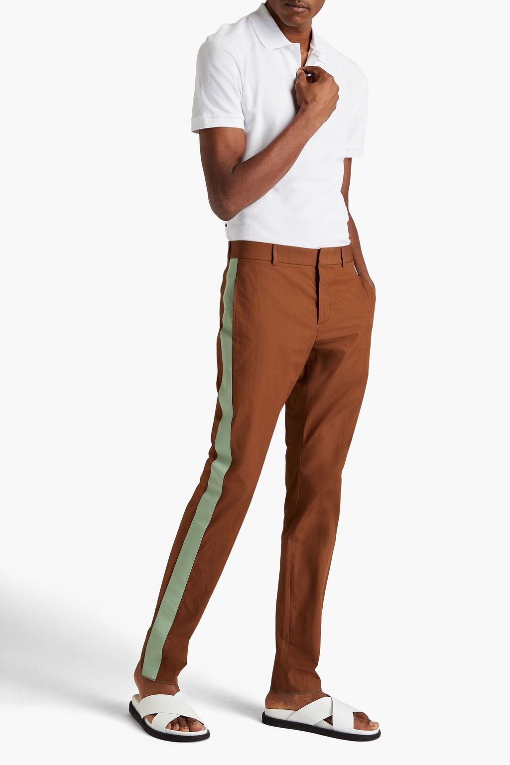 VALENTINO Slim-fit cotton-poplin pants