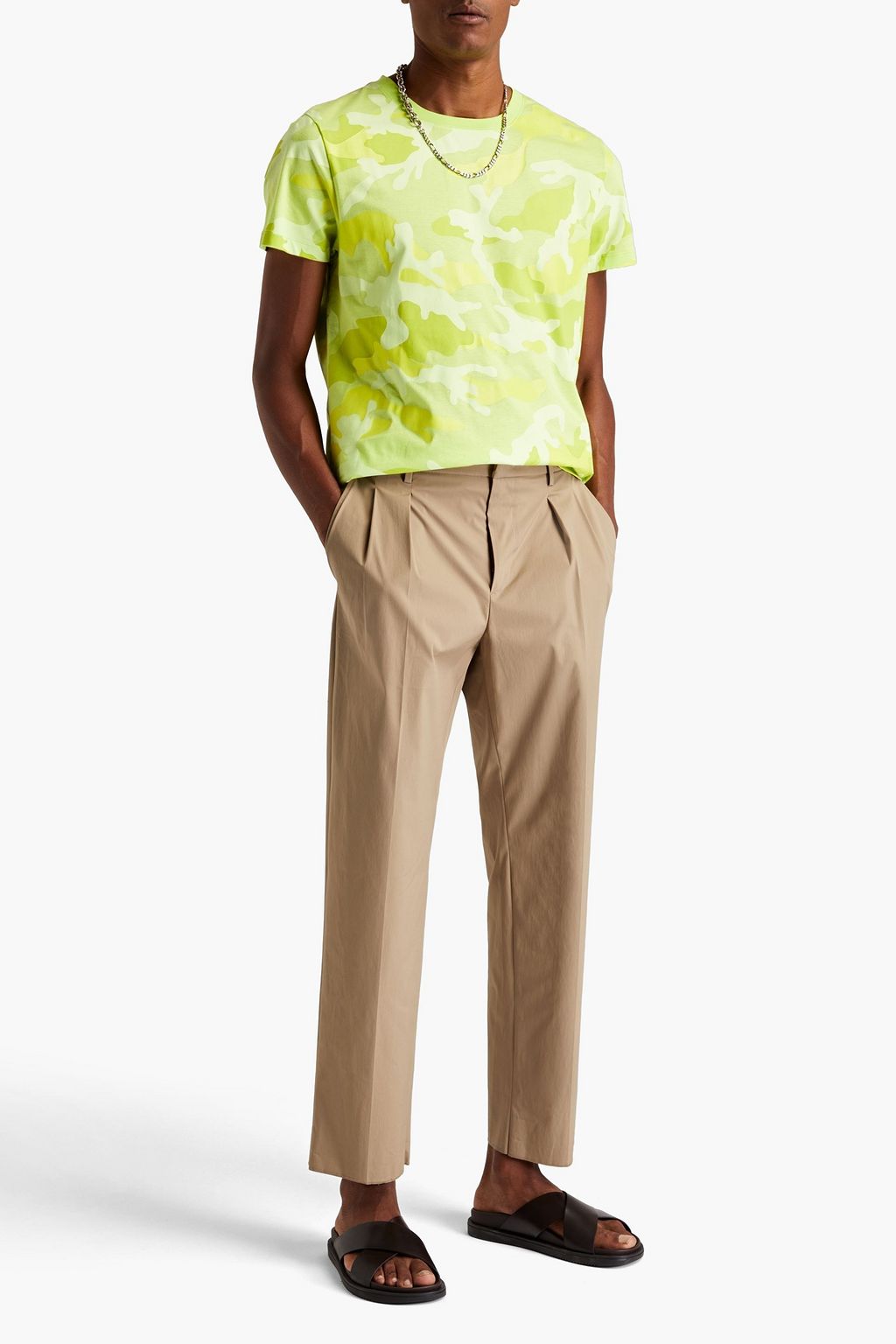 VALENTINO Pleated cotton-blend poplin chinos