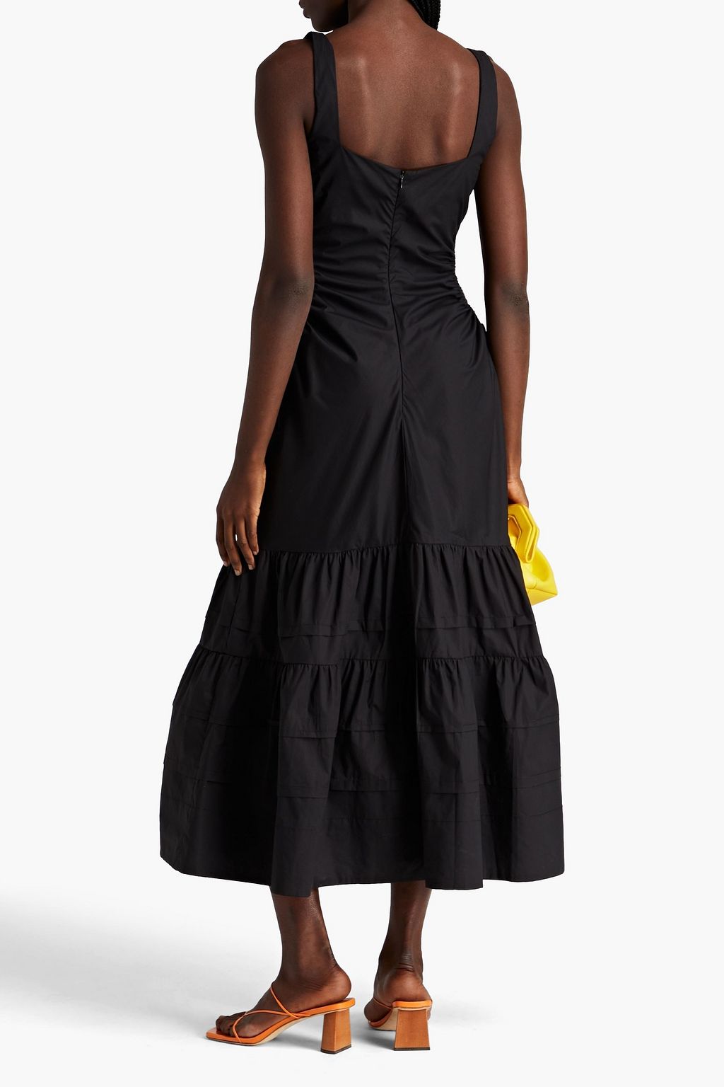 NICHOLAS Betty tiered cutout cotton-poplin midi dress