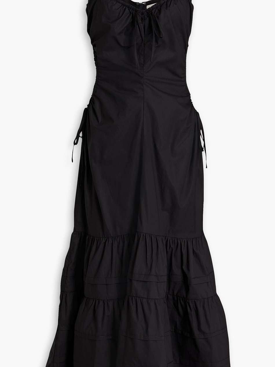 betty tiered cutout cotton-poplin midi dress