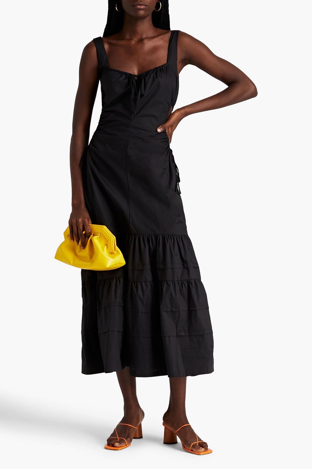NICHOLAS Betty tiered cutout cotton-poplin midi dress