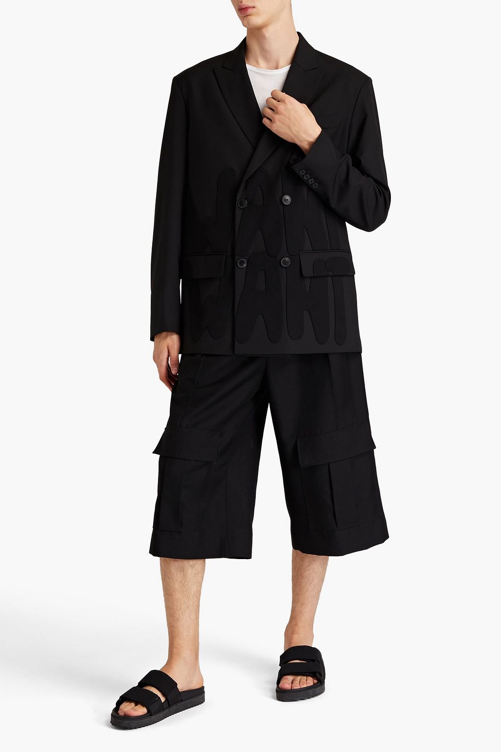 VALENTINO GARAVANI Double-breasted appliquéd woven blazer