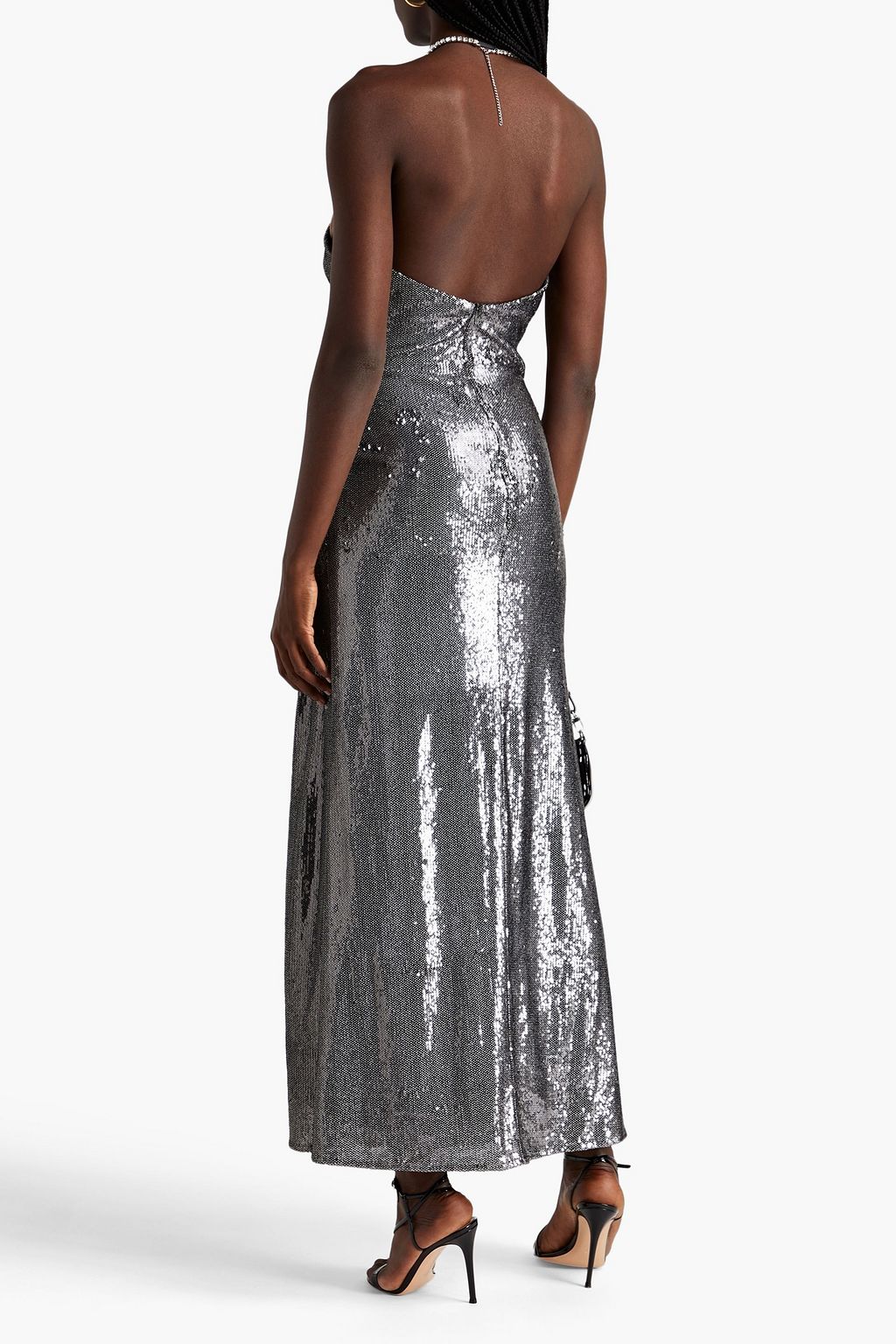NICHOLAS Gathered sequined tulle maxi dress