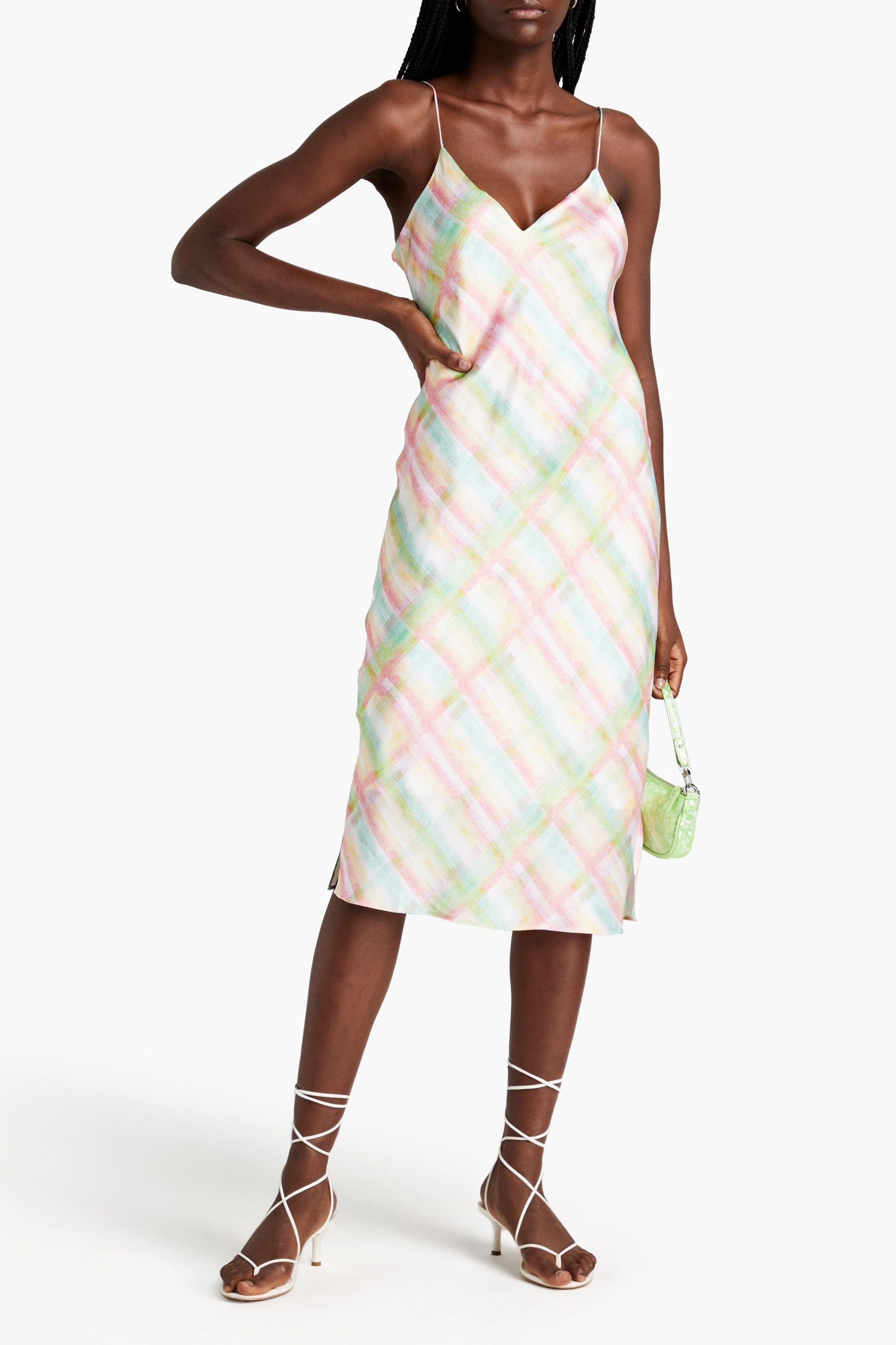 CAMI NYC Printed silk-satin slip dress