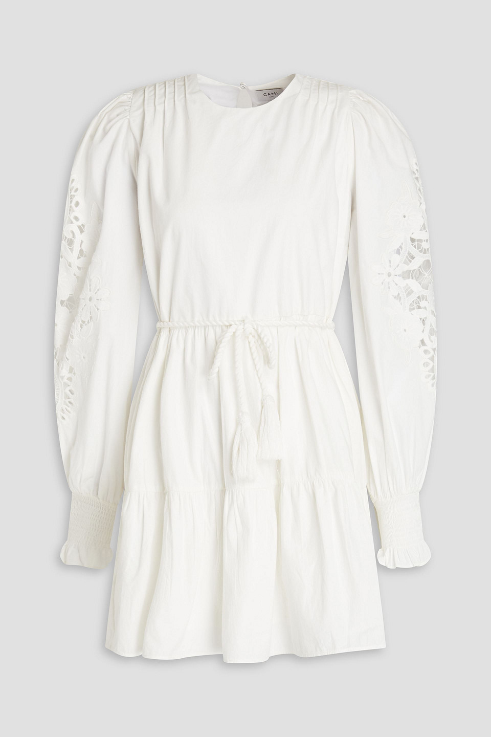 Cami Nyc Carolina Lace-trimmed Cotton-poplin Mini Dress In White