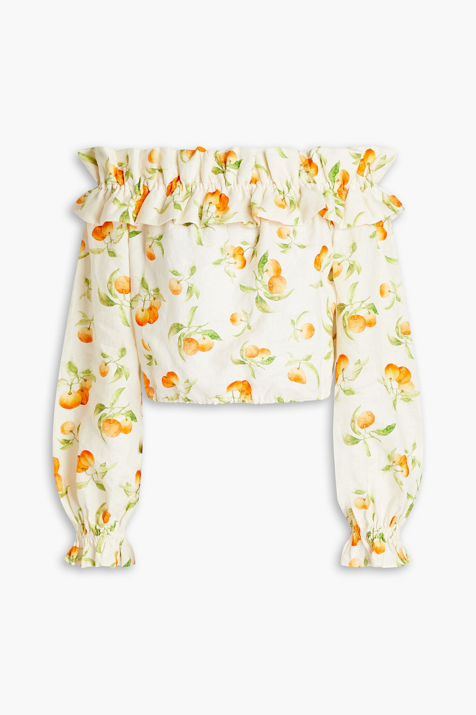 Cami NYC Cala off-the-shoulder cropped printed linen-gauze top