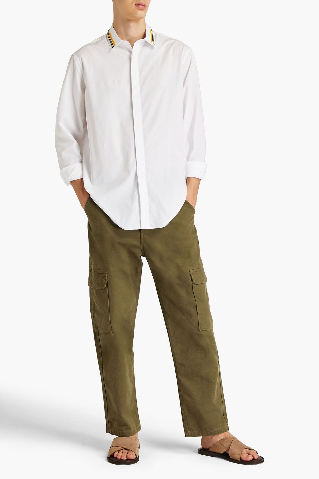 VALENTINO GARAVANI Bead-embellished cotton-poplin shirt