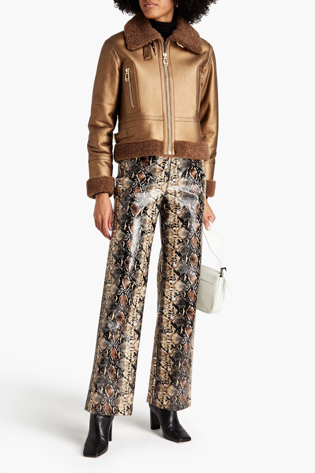 DOM GOOR Shearling biker jacket