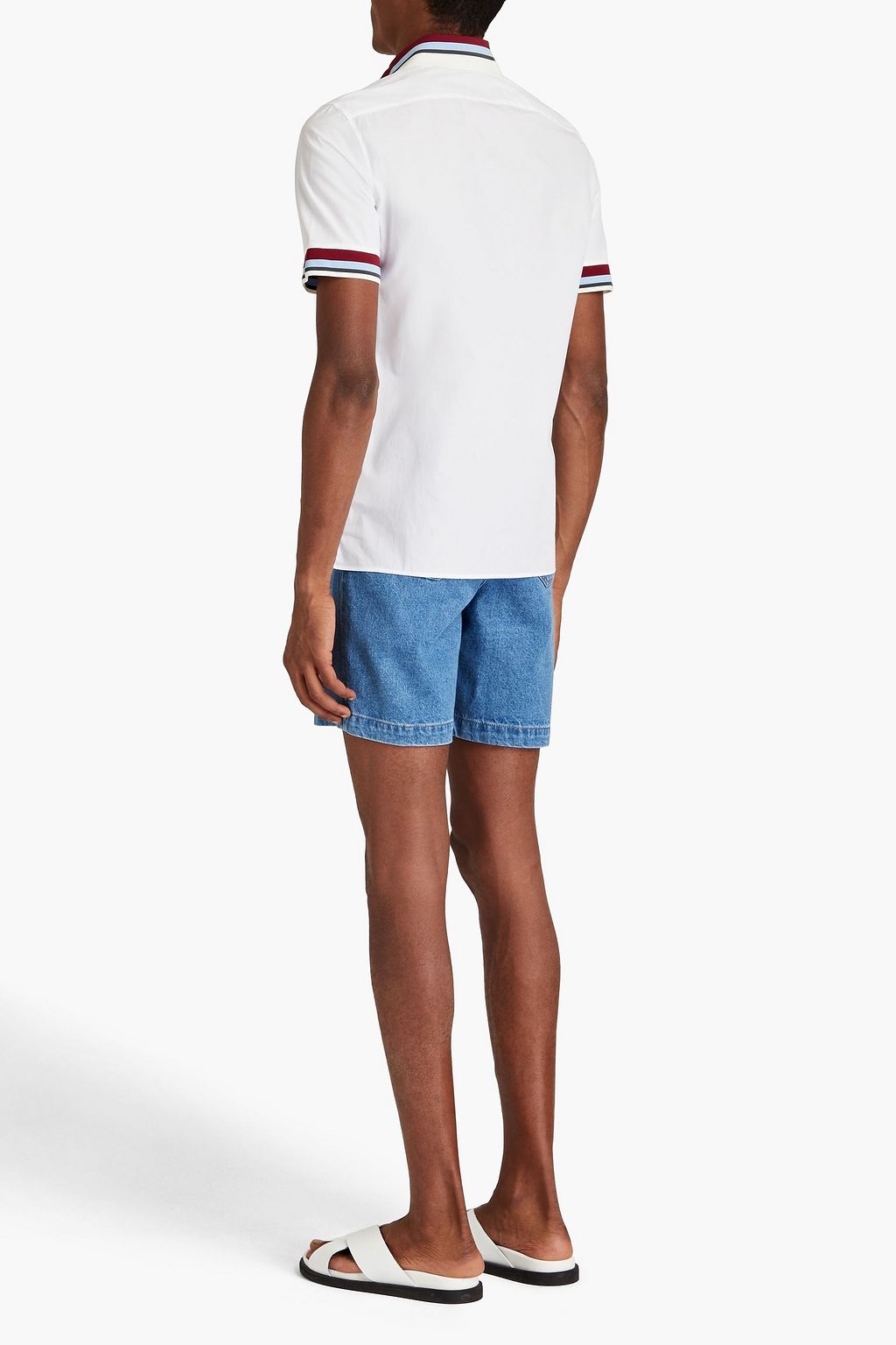 VALENTINO Striped cotton-piqué polo shirt