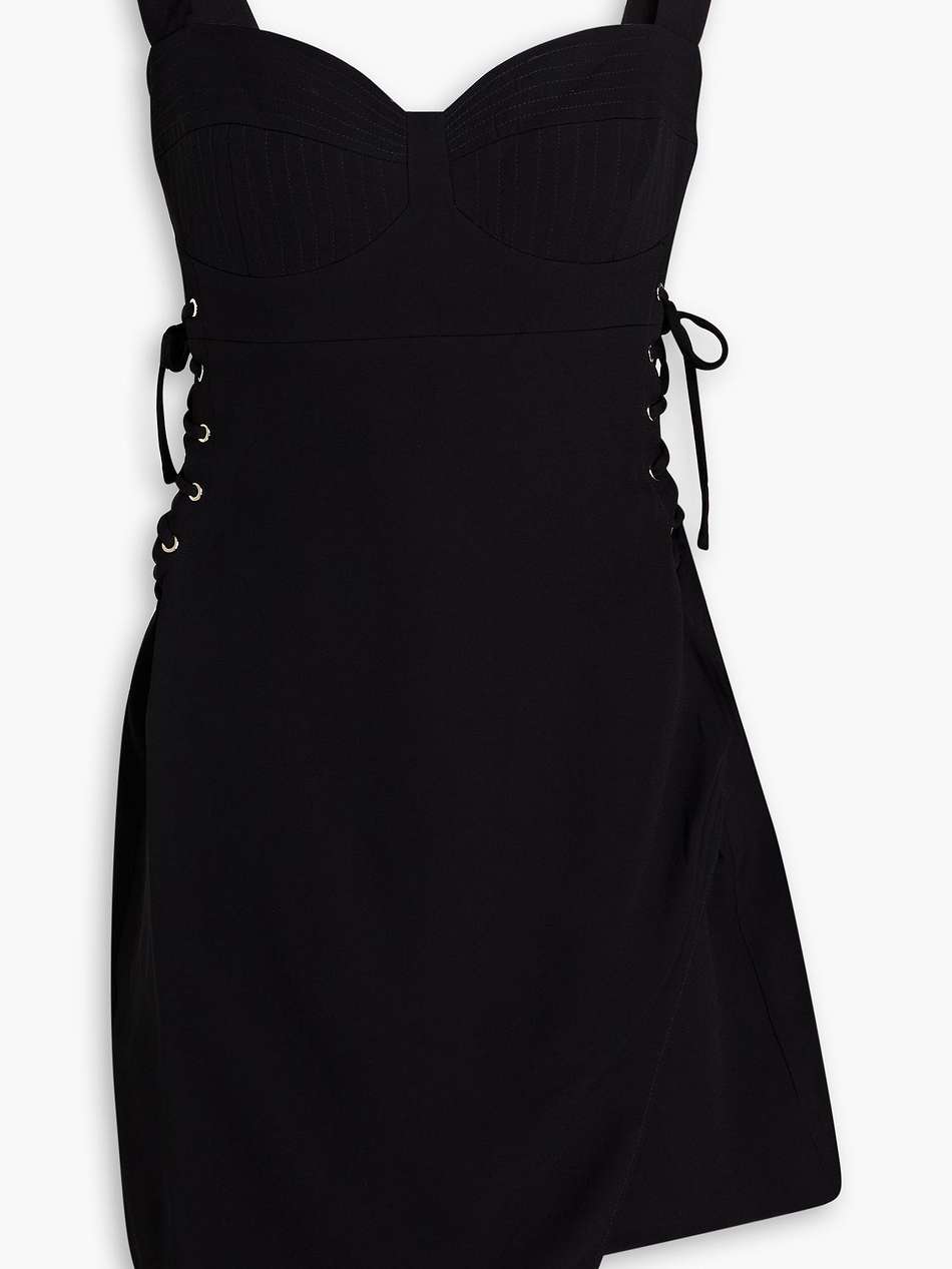 cristina wrap-effect lace-up crepe mini dress