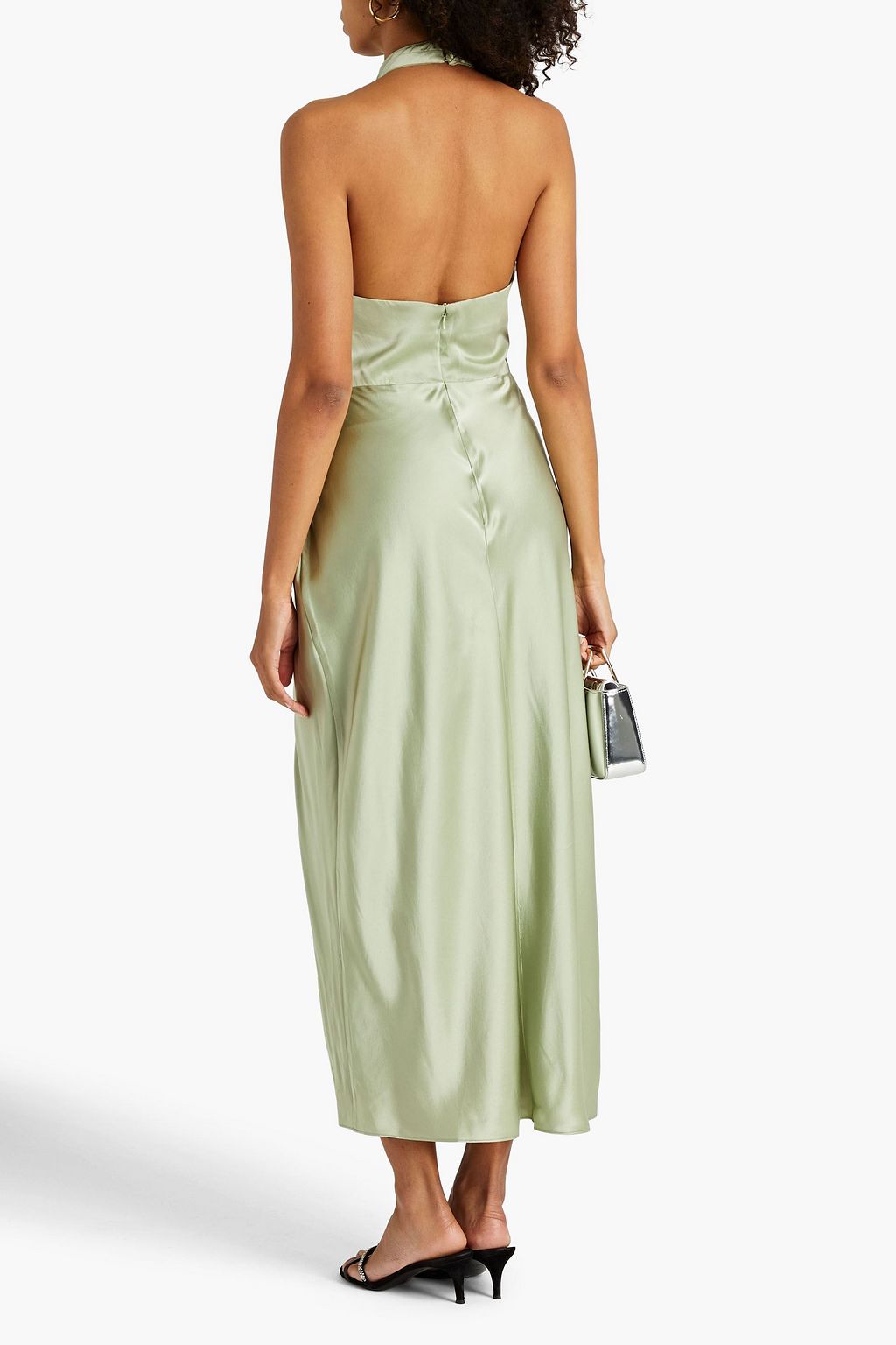NICHOLAS Silk-satin halterneck midi dress