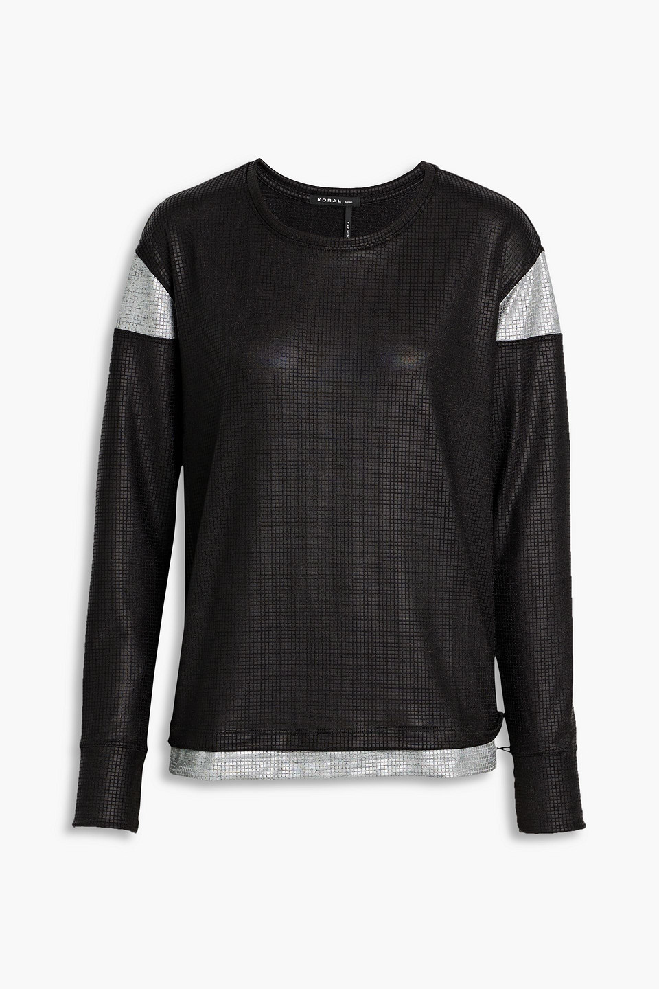 koral - layered coated stretch top - black - xs