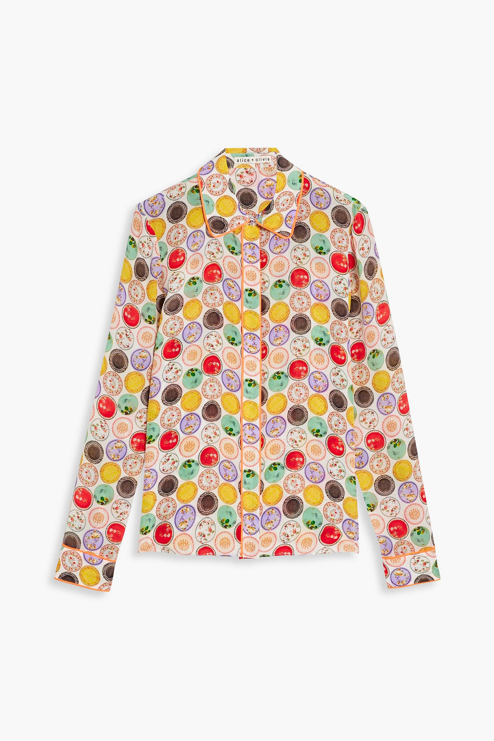Alice And Olivia Willa Printed Silk Crepe De Chine Shirt In Multicolor