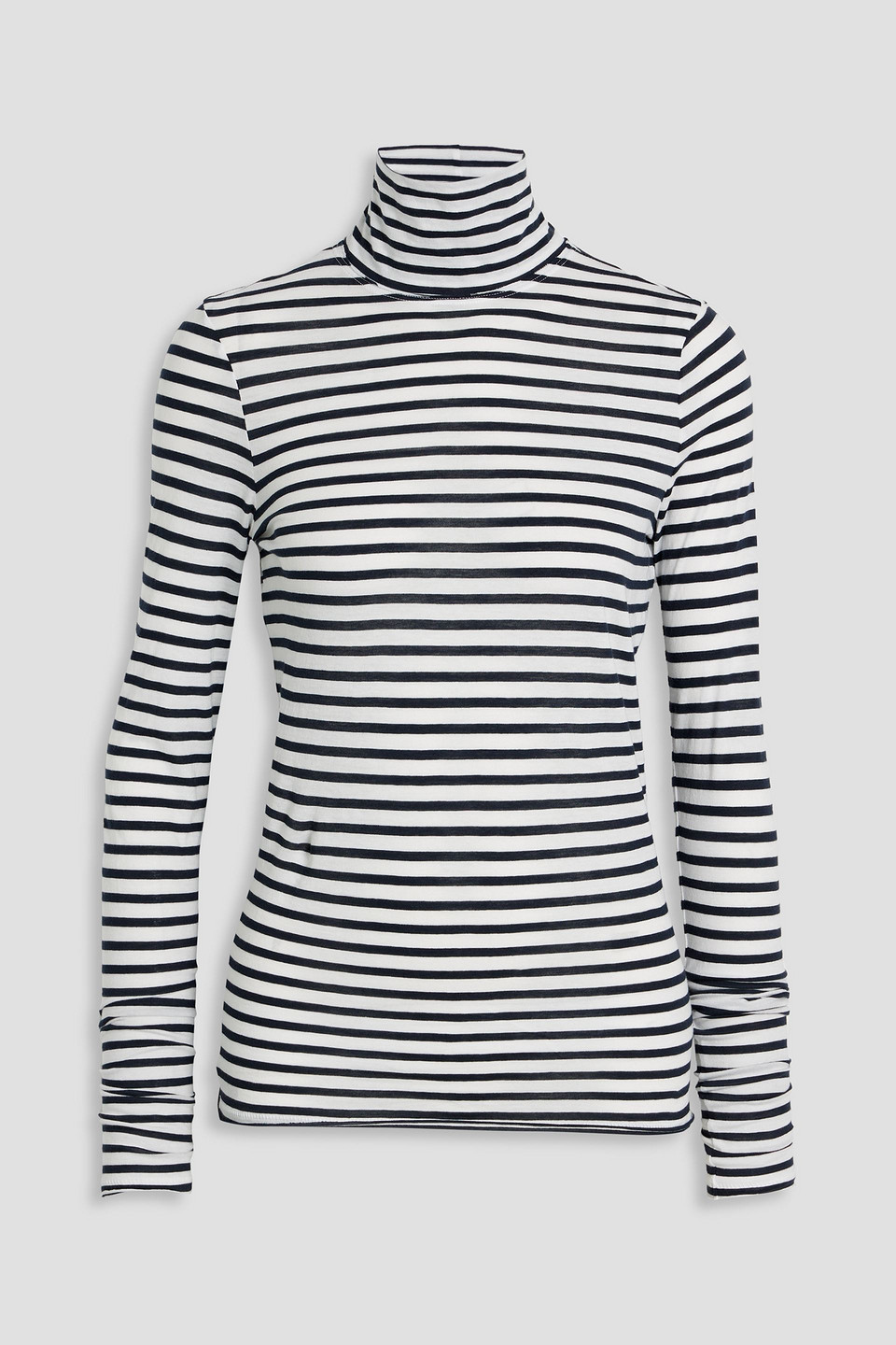 rag & bone - gaia striped organic cotton-jersey turtleneck top - white - s