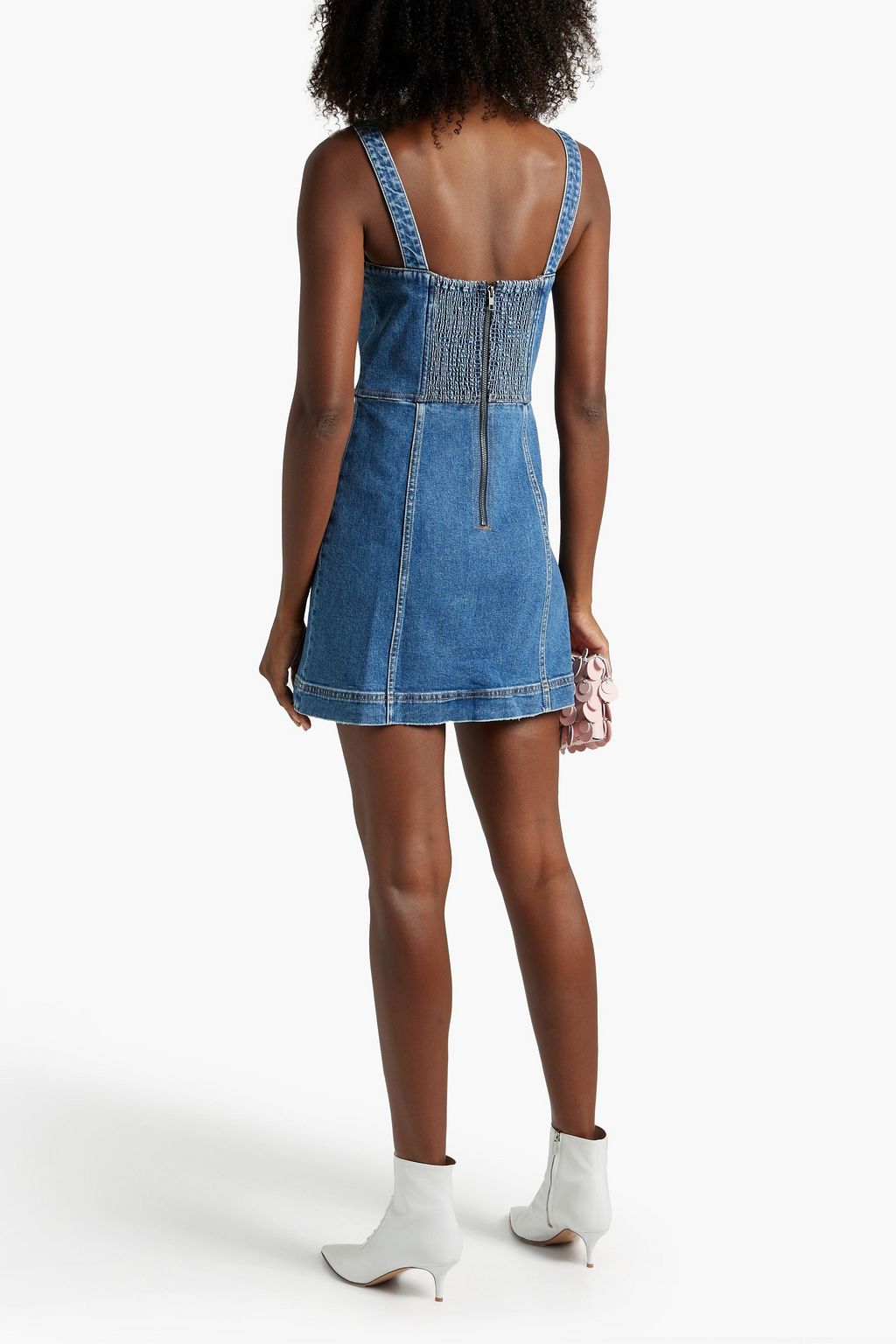ALICE + OLIVIA JEANS Janessa shirred denim mini dress