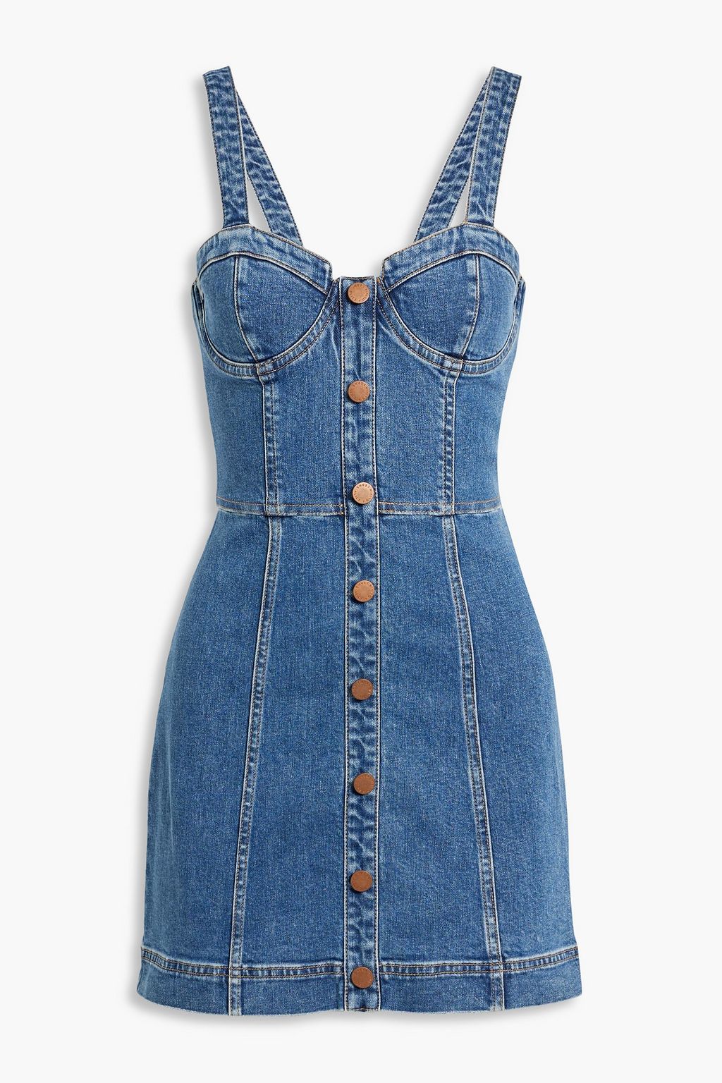 ALICE + OLIVIA JEANS Janessa shirred denim mini dress | THE OUTNET