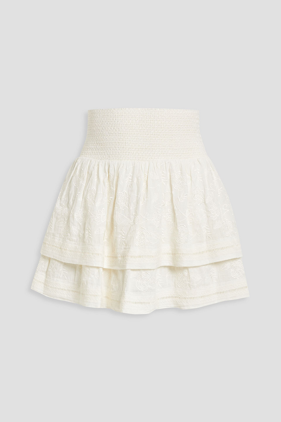 Alice And Olivia Bethie Tiered Cotton-gauze Mini Skirt In Ivory