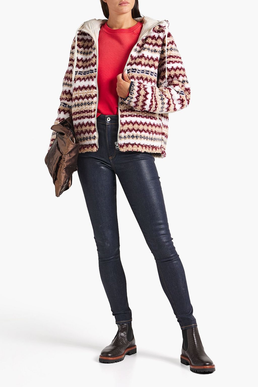 RAG & BONE Fair Isle faux shearling hooded jacket