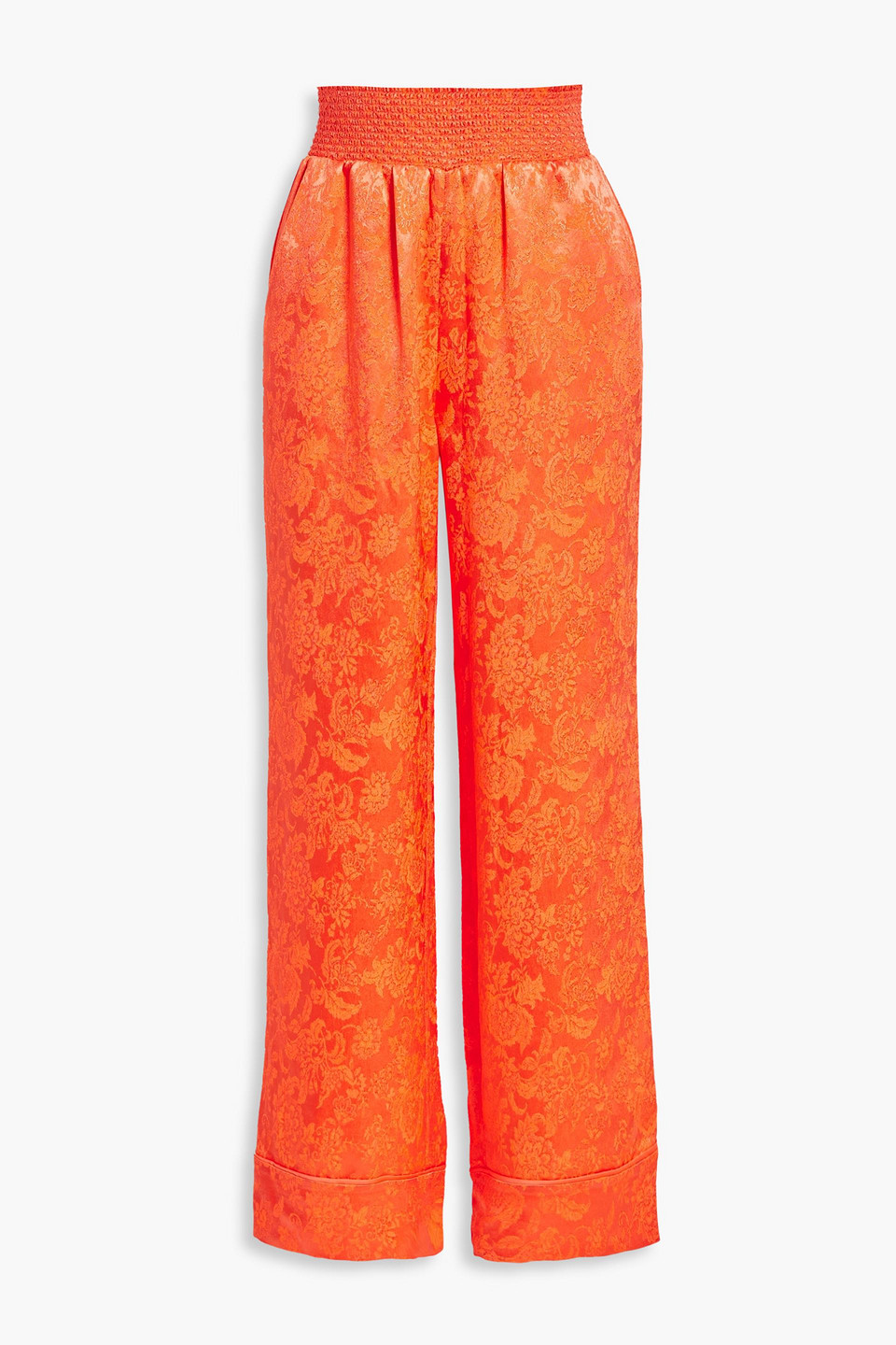 Alice And Olivia Willis Pajama Patterned Jacquard Trousers In Bright Orange