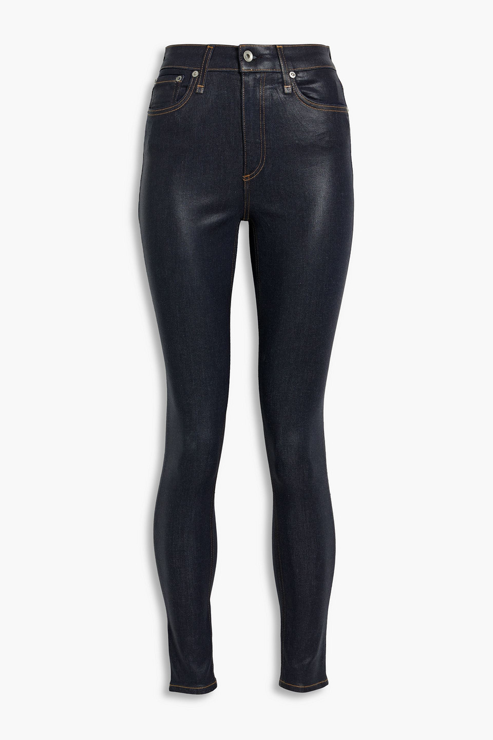 rag & bone - nina coated high-rise skinny jeans - blue - 26