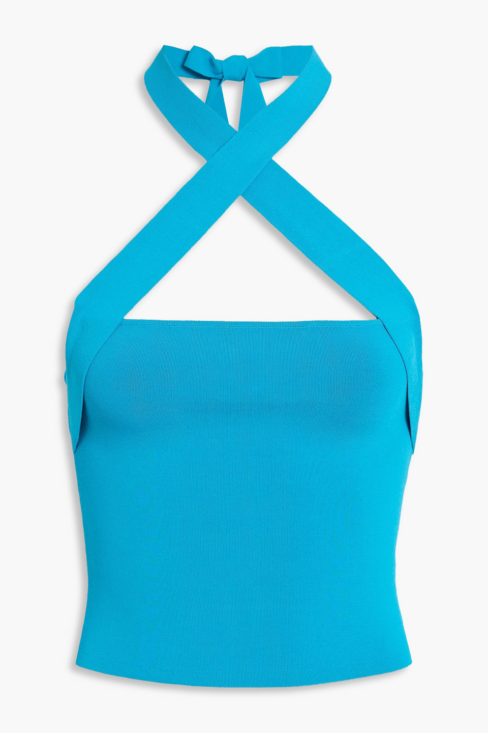alice olivia - tamiko convertible stretch-knit halterneck top - blue - m