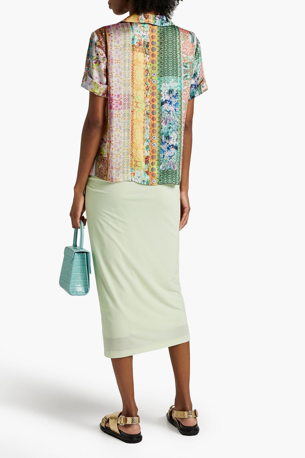 ALICE + OLIVIA Kahlo printed satin shirt