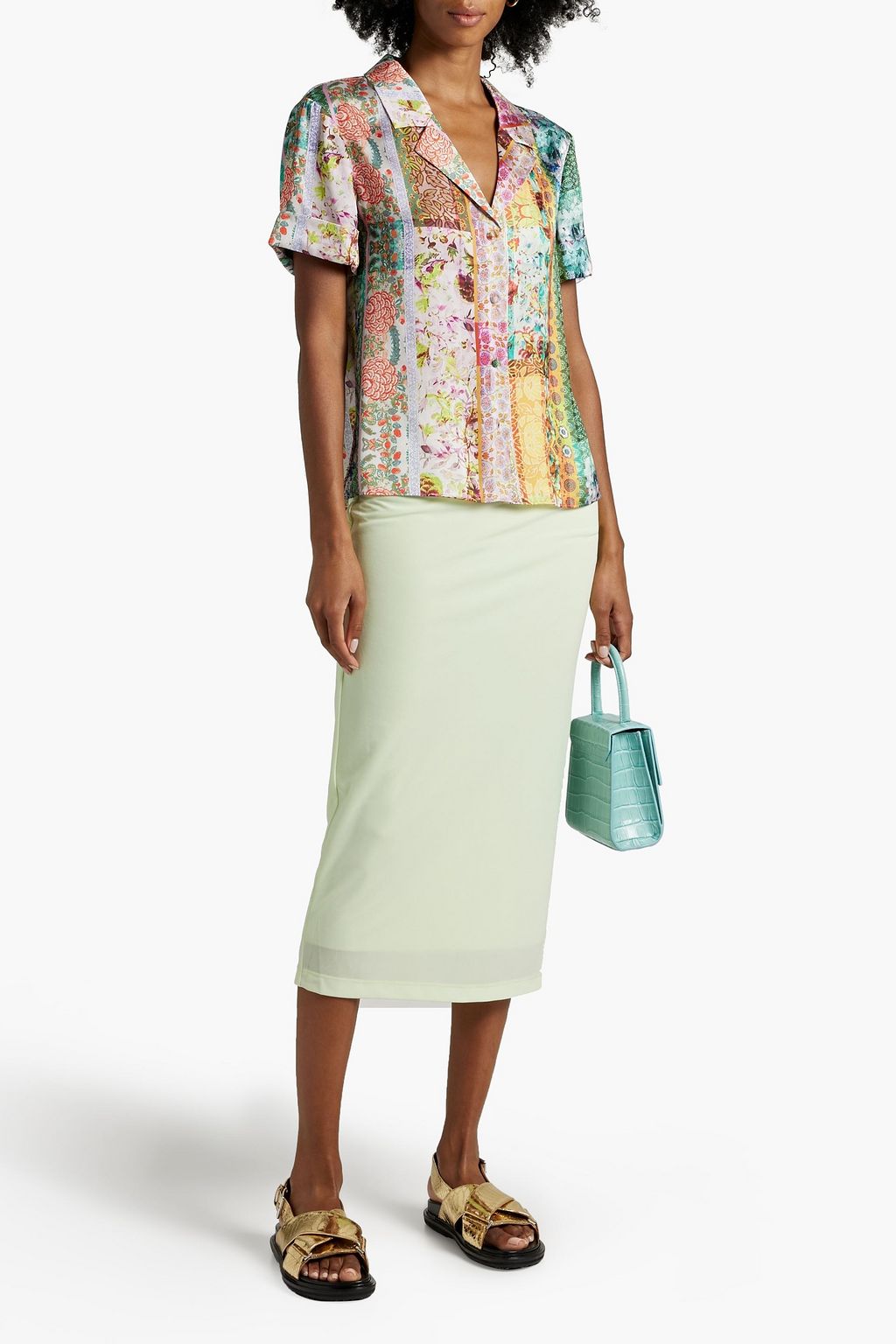 ALICE + OLIVIA Kahlo printed satin shirt