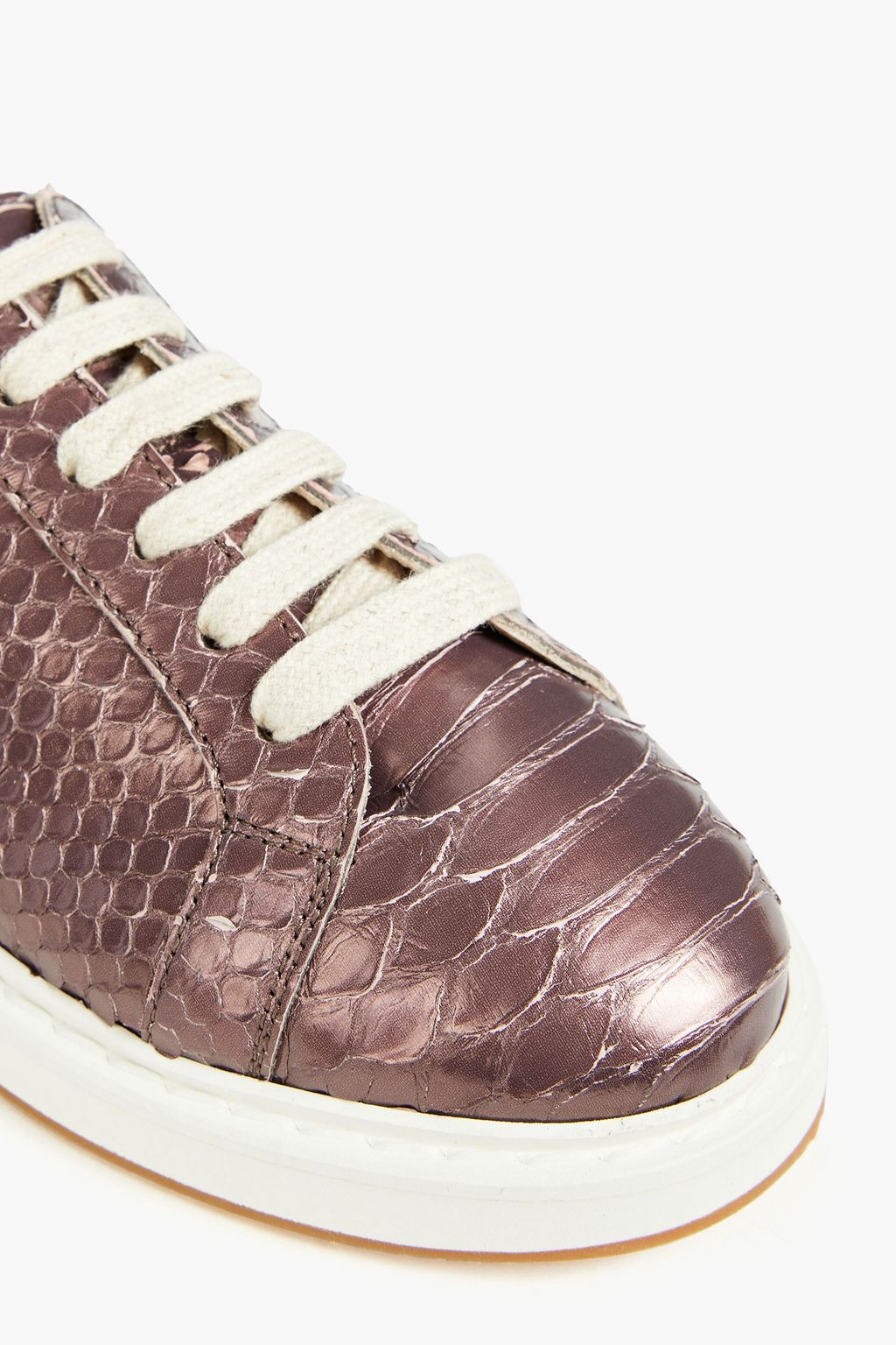 BRUNELLO CUCINELLI Sneakers aus Veloursleder und Leder mit Schlangeneffekt