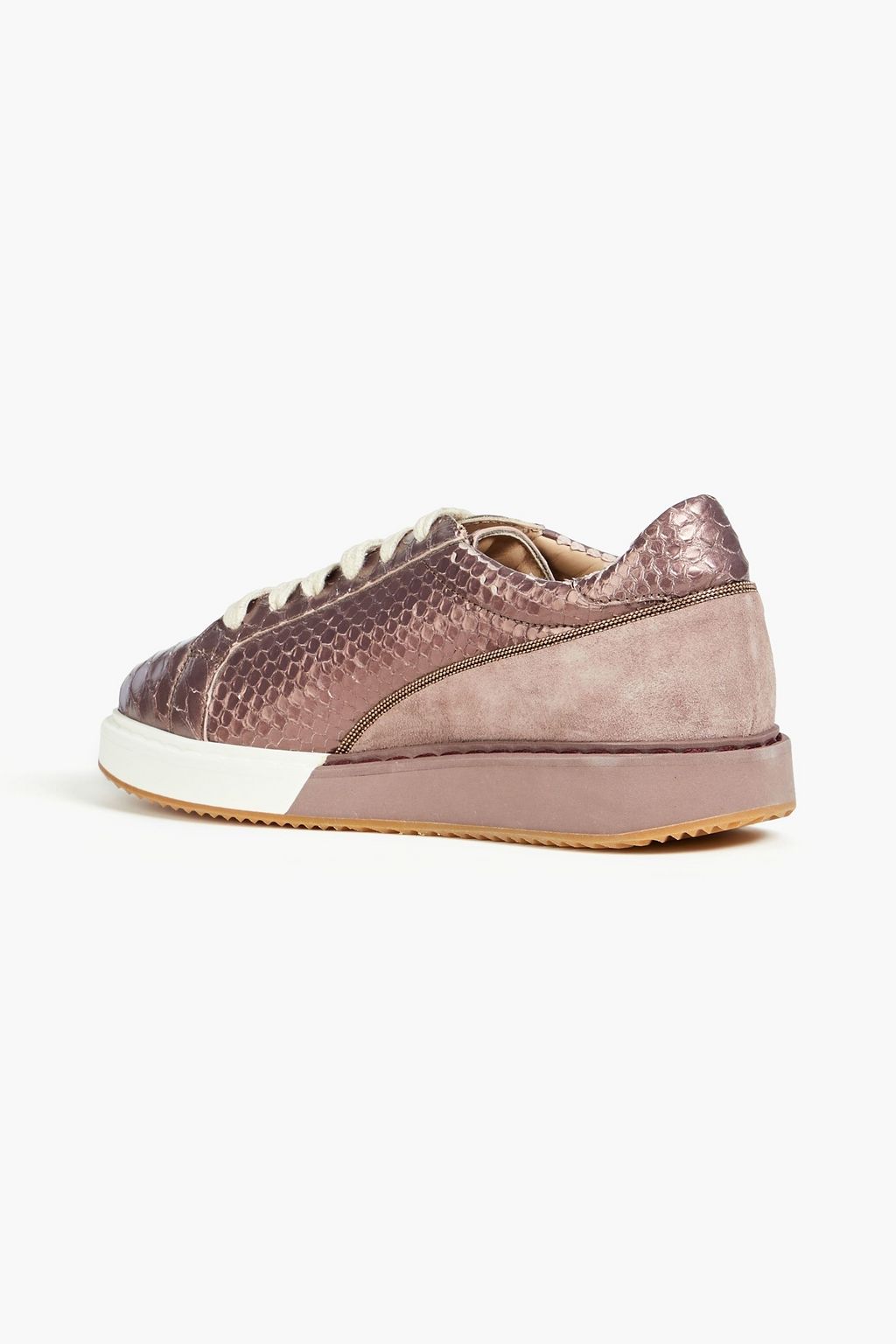 BRUNELLO CUCINELLI Sneakers aus Veloursleder und Leder mit Schlangeneffekt