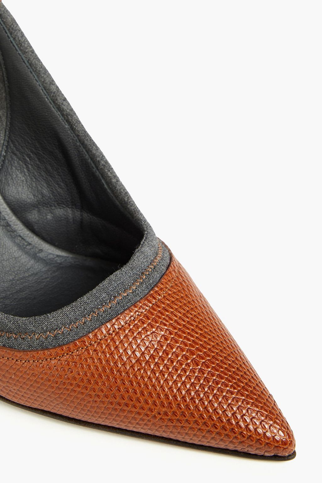 BRUNELLO CUCINELLI Pumps aus Crêpe und Leder mit Eidechseneffekt